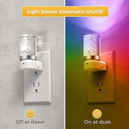 L LOHAS LED Night Light, Night Lights Plug into Wall, Color Changing Nightlight RGB with Dusk to Dawn Sensor, Nightlight Plug in Wall for Halloween, Christmas, Holiday, Hallway Bedroom Kids Room