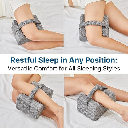 Knee Pillow for Side Sleepers-Memory Foam Leg Pillow for Between Legs-Sciatica,Hip&Back Pain Relief,Spinal Alignment Leg Cushion,Grey