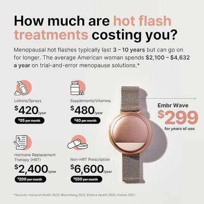 Embr Wave Cooling Bracelet - Warming Bracelet - Personalized Thermal Relief - Manage Hot Flashes, Night Sweats, Sleep, Tension - Clinically Proven - Rechargeable - Rose Gold