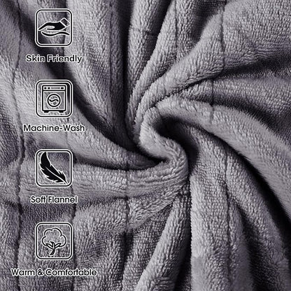 Tefici Electric Heated Blanket Throw, Super Cozy Soft 2-Layer Flannel 50" x 60" Heated Throw with 6 Heating Levels & 4 Hours Auto Off, Machine Washable, ETL&FCC Certified, Home Office Use,Grey