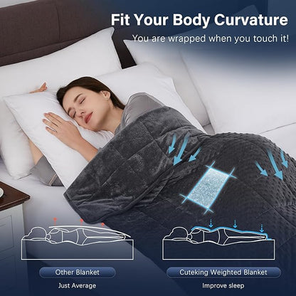 CuteKing Weighted Blanket - Weighted Blanket with Premium Glass Beads - Heavy Blanket Crystal Velvet for Comfort Sleep - Thick Blanket All Season (20lbs, 80"x87", Grey Bubble)