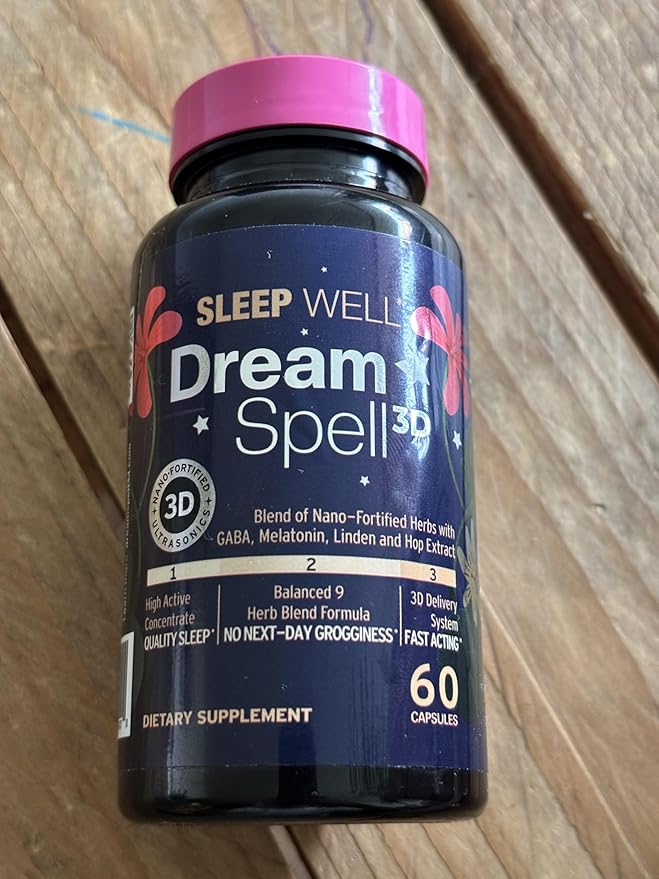 Dream Spell 3D Natural-Based Sleep Aid - Soothes an Alert Mind, No Next-Day Grogginess- Innovative Formula with 3Mg Melatonin, GABA, Hops - Restful Nights, Refreshed Mornings - 120 Capsules