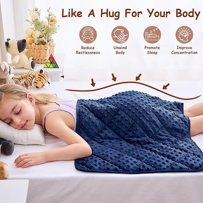 yescool Weighted Lap Pad 2 lb Blue Small Lap Blanket, Weighted Lap Blanket Cooling Heating Weighted Throw Blankets, Minky Blankets Gifts for Travel Outdoor Indoor, 20 * 30in