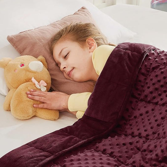 CuteKing Weighted Blanket - 36"x48" 5lbs Minky Dots Heavy Blanket with Glass Beads Soft Breathable for All-Season Summer Fall Winter Thick Comfort for Sleeping