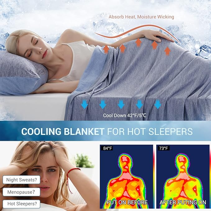 Marchpower Cooling Blanket Queen Size For Hot Sleepers, Arc-Chill Cooling Blanket with Double-Sided Design, Japanese Cooling Fiber Absorbs Body Heat, Lightweight Soft Cold Blankets For Sleeping Summer