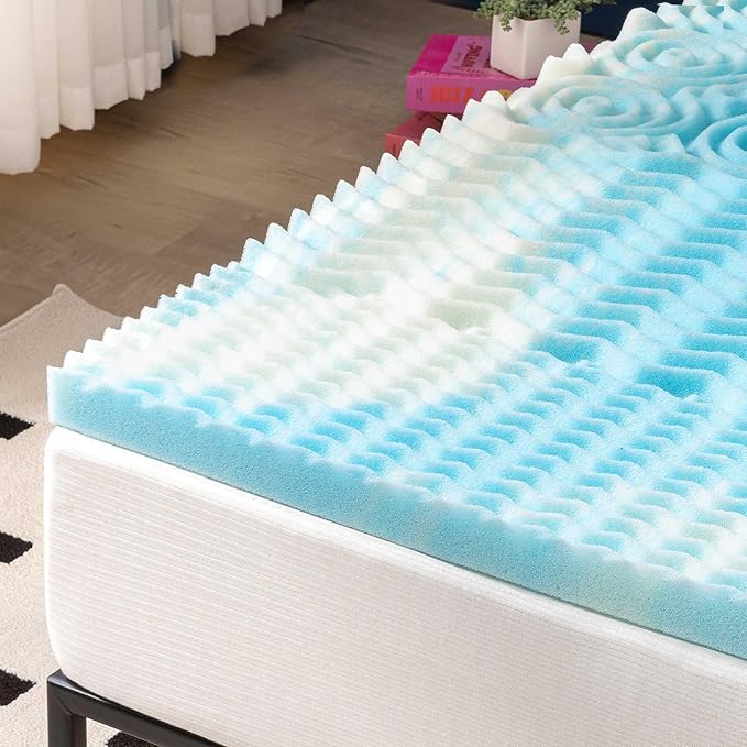 Best Price Mattress 3 Inch 5-Zone Swirl Gel Aerobreeze Foam Mattress Topper, CertiPUR-US Certified, Dorm Essentials, Queen