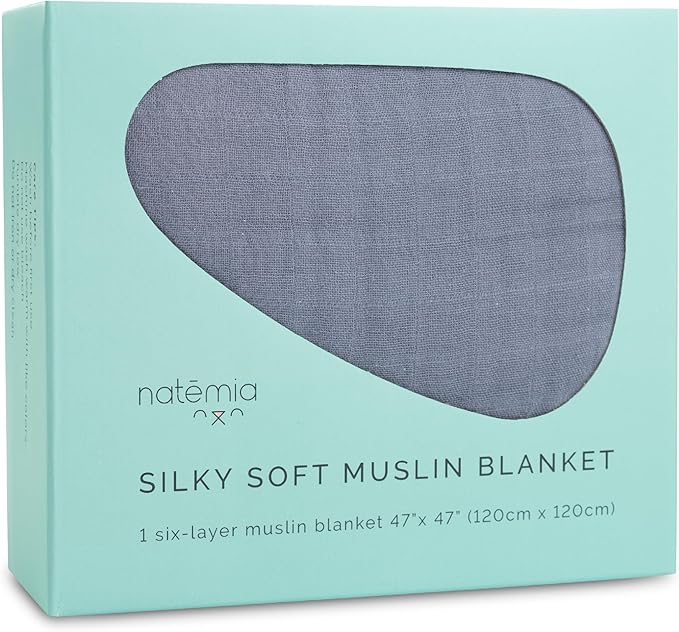 Natemia Muslin Baby Blanket - Ultra Soft, Breathable Baby Blankets for Girls and Boys - Newborn Essentials- Multi-Purpose Stroller Cover, Play Mat, XL Swaddle - Cotton Rayon Blend- 47" x 47"