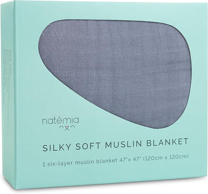 Natemia Muslin Baby Blanket - Ultra Soft, Breathable Baby Blankets for Girls and Boys - Newborn Essentials- Multi-Purpose Stroller Cover, Play Mat, XL Swaddle - Cotton Rayon Blend- 47" x 47"