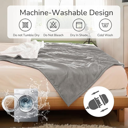Electric Heated Blanket 72"x84" Full Size - Dual-Sided with Microplush & Sherpa Fabric, 4 Heat Settings & 10 Hours Auto Off, Machine Washable - Light Gray