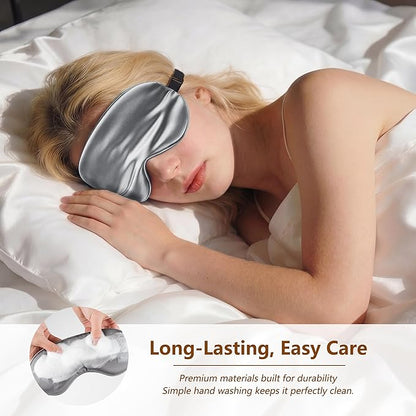 Sleep Mask Silk Eye Mask for Men Sleeping Mask, Adjustable Elastic Strap for Night Shading Sleep Mask, Soft and Comfortable for Both Men and Women (Grey)