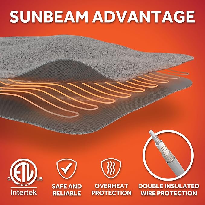 Sunbeam Royal Ultra Fleece Heated Electric Blanket Twin Size, 84" x 62", 12 Heat Settings, 12-Hour Selectable Auto Shut-Off, Fast Heating, Machine Washable, Warm and Cozy, Claret