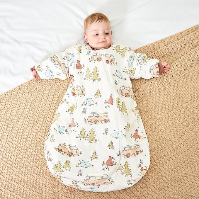 ikaufen Baby Sleep Sack 100% Cotton Smart Thermostatic Stay Snug Swaddle Transition Sleeping Bag 1.0 TOG