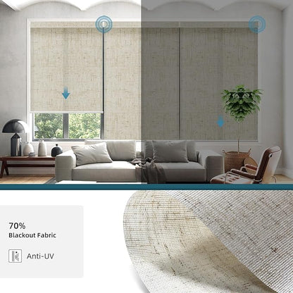 Motorized Roller Shades,70% Blackout Motorized Light Filtering Shades Compatible with Homekit Alexa Google,Smart Blind with Remote,Electric Shades for Home Office,Linen Sand
