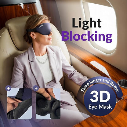 Light Blocking Sleep Mask for Men & Women, Night Shade Blackout Mask for Sleep, Travel Eye Cover with Memory Foam, 3D Night Blindfold, Washable & Adjustable Eye Covers for Sleeping - One Size Fits All