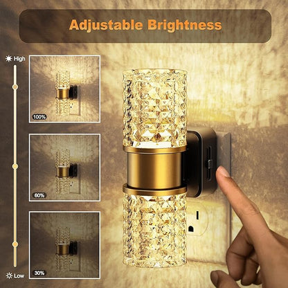 JandCase Night Light, Night Lights Plug into Wall,2 Pack Automatic LED Night Light with Adjustable Brightness, 3000K Plug in Night Lights with Auto Light Sensor, for Bathroom Hallway Decor