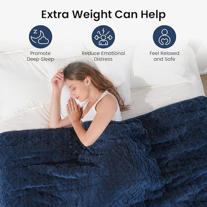 Weighted Blanket Queen Size 60x80 inches, Toasty Soft Stylish Sherpa Bed Blanket 15lbs for Calming and Soothing, Fluffy Classy Decorative Heavy Blanket, Navy Blue