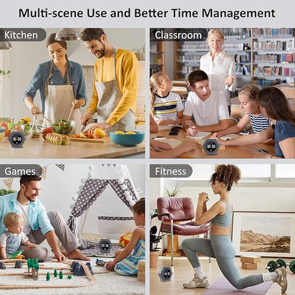 Pomodoro Timer with Gravity Rotation, 99 Minutes Desk Productivity Timer, Countdown & Countup Focus Time Management Tool for Kitchen, Work, Study, Adjustable Sound & Brightness, Magnetic Pad Back.