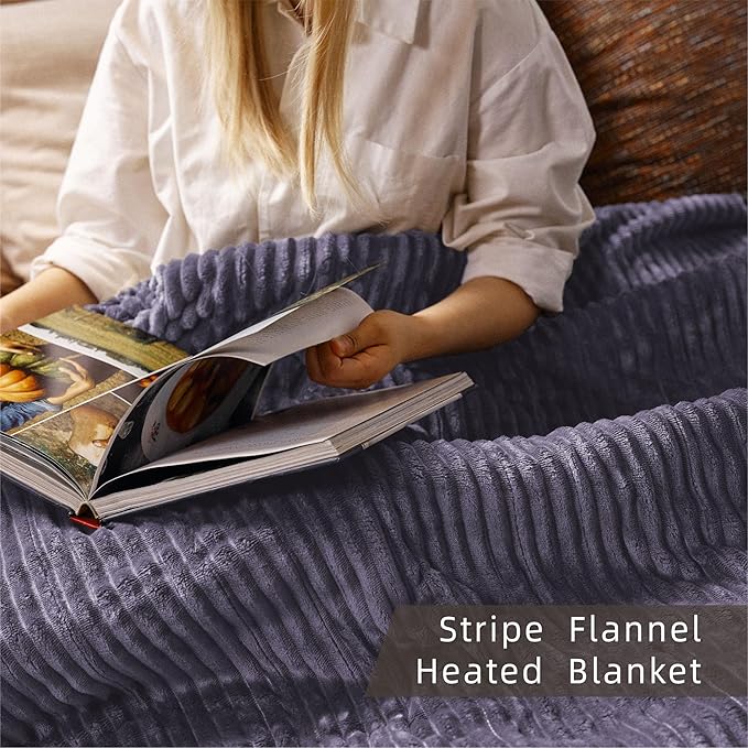 Heated Blanket King Size 100"x90",ETL Certification-10 Heating Levels Electric Blanket&1-10 Hour Auto Off,Heating Blanket with Dual Controller (Purple)