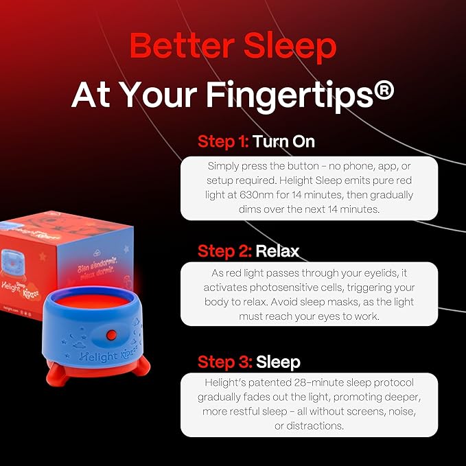 Helight Red Light Therapy Sleep Device for Kids – 630nm Pure Red Light Lamp Sleep Aid to Support Deep Relaxation – Rest Lamp Backed by Science for Babies & Kids Bedrooms