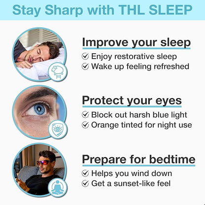 Orange Blue Light Blocking Glasses for Better Sleep - 97% Premium TR90 Wrap Around Amber Computer Migraine Glasses for Women & Men - Gaming Glasses - TV Blue Light Blockers Gamer Glasses