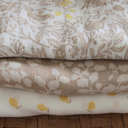 aden + anais Silky Soft Swaddle Blanket, Boutique Muslin Blankets for Girls & Boys, Baby Receiving Swaddles, Ideal Newborn & Infant Swaddling Set, Perfect Shower Gifts, 3 Pack, Natural Woodland