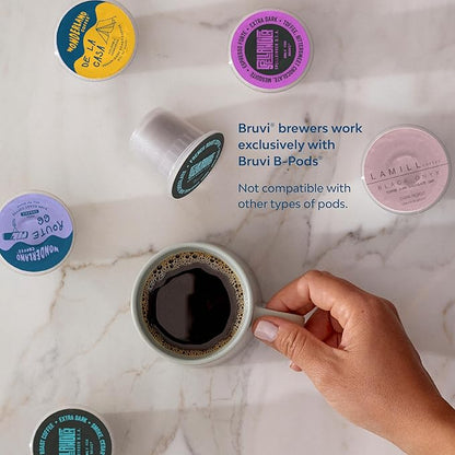 BRUVI The Dark Roast Bundle | Gen 3 Single-Serve Coffee System | Black Color | Includes 20 Dark Roast Coffee and Espresso B-Pods
