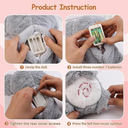 Breathing Koala Stuffed Animal - Anxiety Relief Plush with Musical Lights & Rhythmic Breathing Motion for Adults and Kids (Yellow)