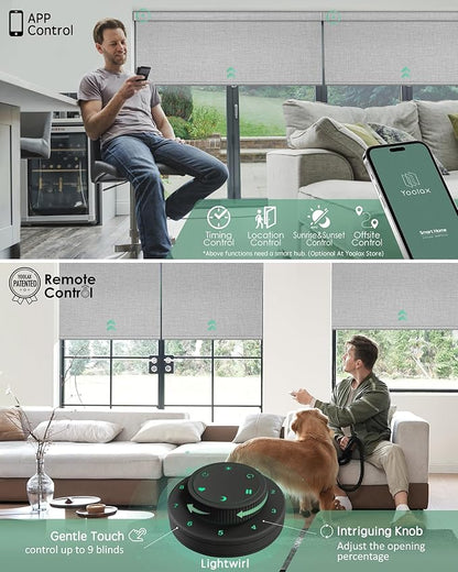 Yoolax Motorized Blinds with Remote, Smart Blinds for Windows Blackout Automatic Shades Compatible with Alexa Remote Control Roller Window Shades with Valance, Custom Size (V-Foggy White)