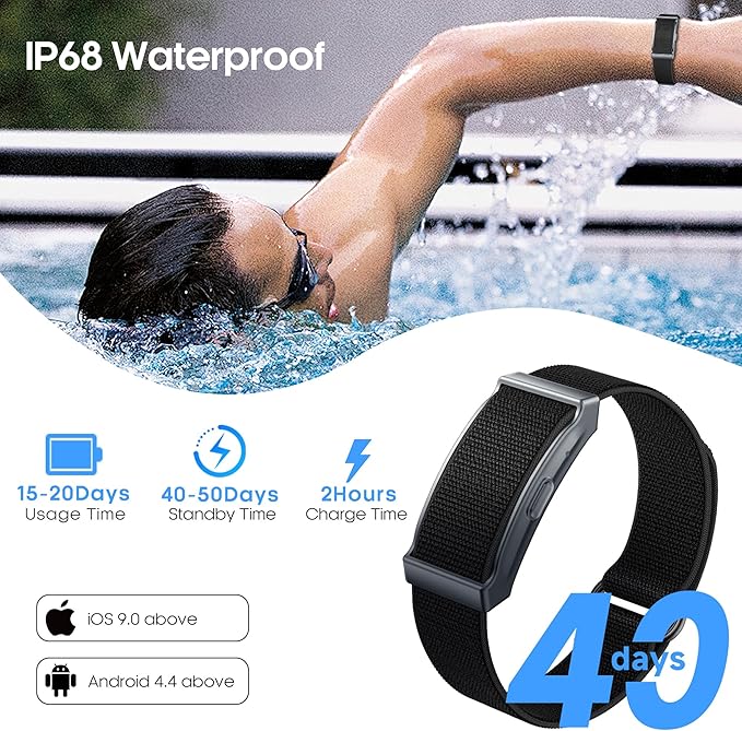 Smart Bracelet for Men Women, Smart Health Wristband with 24/7 Heart Rate/Blood Oxygen/Sleep/Body Temperature Monitor, IP68 Waterproof, 170+ Sports Modes (Black)