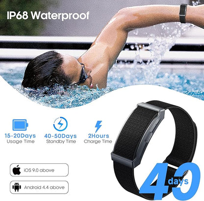 Smart Bracelet for Men Women, Smart Health Wristband with 24/7 Heart Rate/Blood Oxygen/Sleep/Body Temperature Monitor, IP68 Waterproof, 170+ Sports Modes (Black)