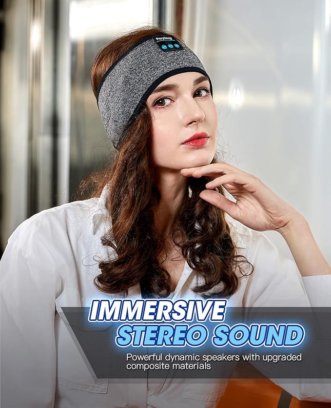 Perytong Sleep Headphones Bluetooth 5.4, Wireless Sleeping Headphones with Ultra-Thin HD Stereo Speakers, Breathable Sport Earphones for Sleeping Jogging Yoga & Workout