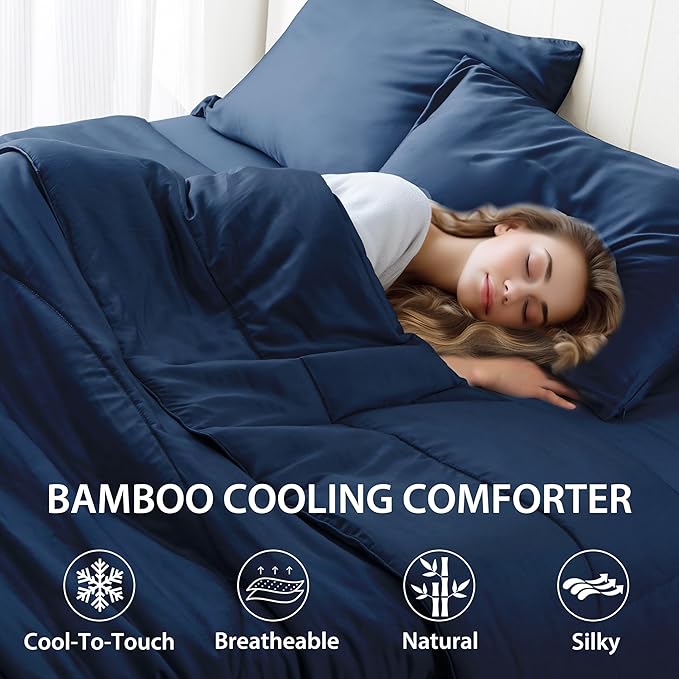 Bamboo Viscose All Season Comforter/Blanket - Ultra Soft & Breathable Comfort - Perfect Medium Weight for Snuggling Without Overheating - Enjoy Cozy Sleep All Night