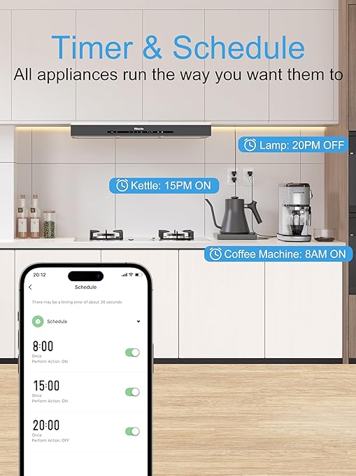 EIGHTREE Smart Plug 15A, Smart Plugs That Compatible with Alexa & Google Home & SmartThings, No Hub Required, Smart Outlet with Remote Control, Timer & Schedule, 2.4GHz WiFi Only, 4 Packs