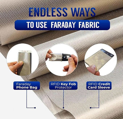 Military-Grade Faraday Fabric 5G EMF Protection RFID Blocking Material Shielding-Block WiFi for Radiowave Microwave, Electromagnetic Fields,gold-1m
