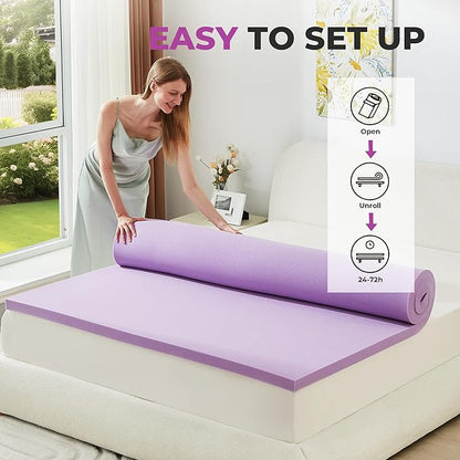 BDEUS 1.5 Inch Gel Memory Foam Mattress Topper Ventilated Soft Pressure Relieve Mattress Pad, Breathable Bed Topper, CertiPUR-US Certified, Full Size
