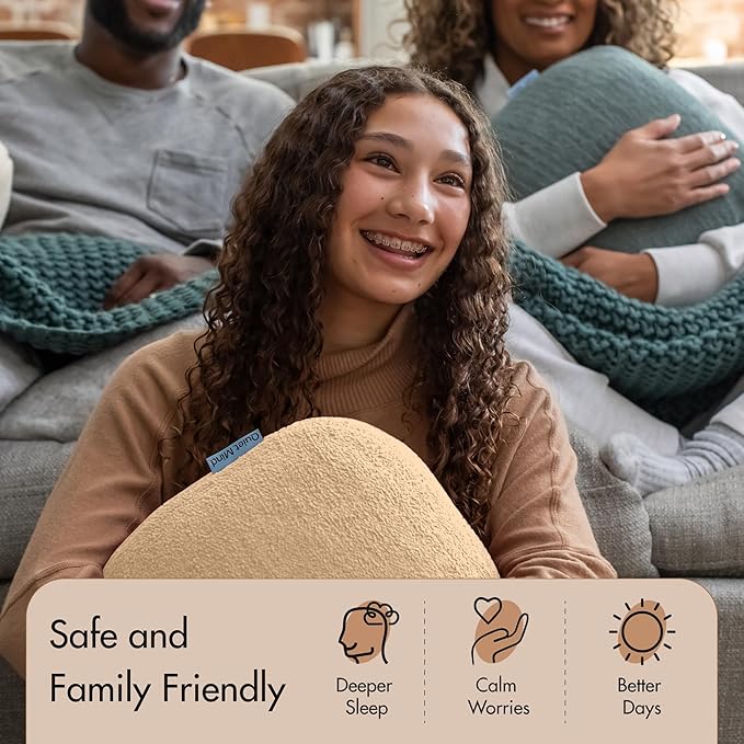 Quiet Mind Weighted Pillow for Adults 12 Lbs - Get Better Sleep - Sustainably Made and Chemical Free - Machine Washable (Large, Cashew)