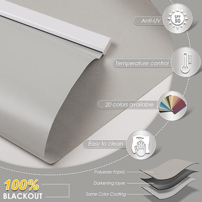 Allesin Motorized Roller Shade Blinds Work with Alexa for Window, 100% Blackout Smart Shades Cordless with Remote Control, Electric Automated Blinds for Window, Customized Size for Smart Home (Grey)