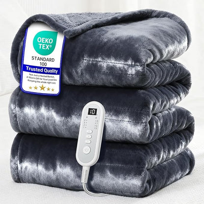 Electric Heated Throw Blanket 50x60in, 2026 Upgraded Dual-Spiral, 10 Hours Auto-Off, 8 Heat Levels, Over-Heat Protection, Machine Washable Soft Flannel for Gift
