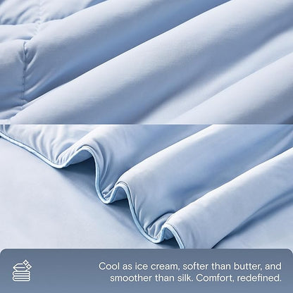 DOZ Lightweight Cooling Comforter, Cooling Blanket for Hot Sleepers and Night Sweats, Q-Max Over 0.4, Cool to The Touch Cover, Breathable, Soft, 70"x90", Glacier, Twin/Twin XL