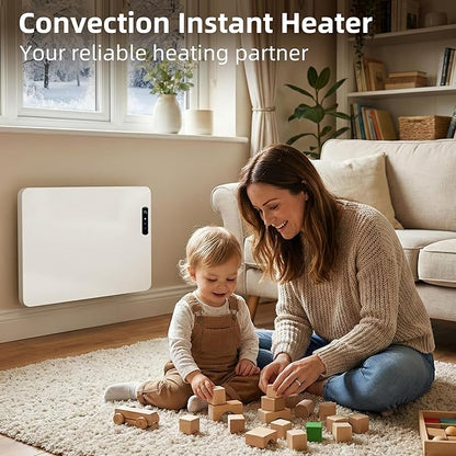 Smart Convection Space Heater, Movable Floor Heater with Wall Mounted Kit for Indoor Use, 600W Energy Efficient Heaters, Remote/APP Control, Quiet Heaters for Bedroom, Office etc