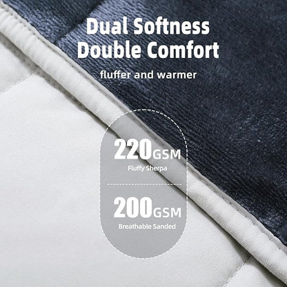 MOTRIP Weighted Blanket 10 Pounds Flannel, Warm Bed Blanket with Sanded Reversible, 48''x72'' 10lbs Light Grey