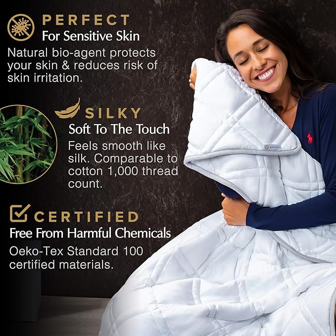 Aricove King Size Weighted Blanket, 27lbs, Cooling Weighted Blankets for Adults, Silky Soft Bamboo Viscose, 88x104 inches, Machine Washable, White