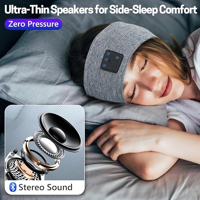 Aurya Sleep Headphones Sports Wireless Bluetooth Headband for Side Sleeper, Bluetooth 5.4, with Ultra-Thin HD Stereo Speaker, Sleeping Headphone for Women Men Running Yoga Workout