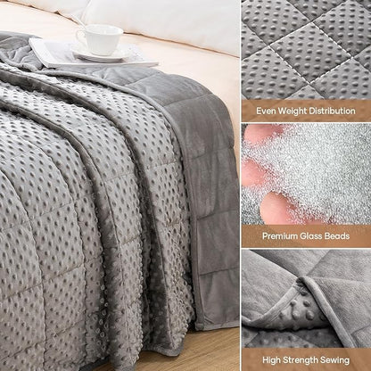 Wemore Minky Dot Weighted Blanket for Adults King Size 20 lbs, Soft Cozy Heavy Blanket for Bed and Couch, Breathable Blanket for All-Season with Glass Beads, Grey 80 x 87 inches