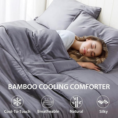 Bamboo Viscose All Season Comforter/Blanket - Ultra Soft & Breathable Comfort - Perfect Medium Weight for Snuggling Without Overheating - Enjoy Cozy Sleep All Night