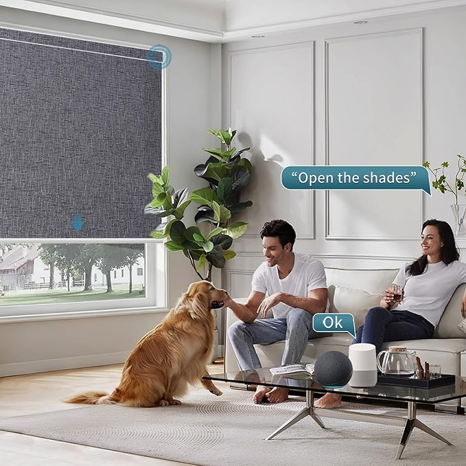 Motorized Blinds with Remote,70% Blackout Light Filtering Shades Compatible with Alexa Google Homekit,Remote Control Motorized Shades,Custom Size,Dark Charcoal Grey
