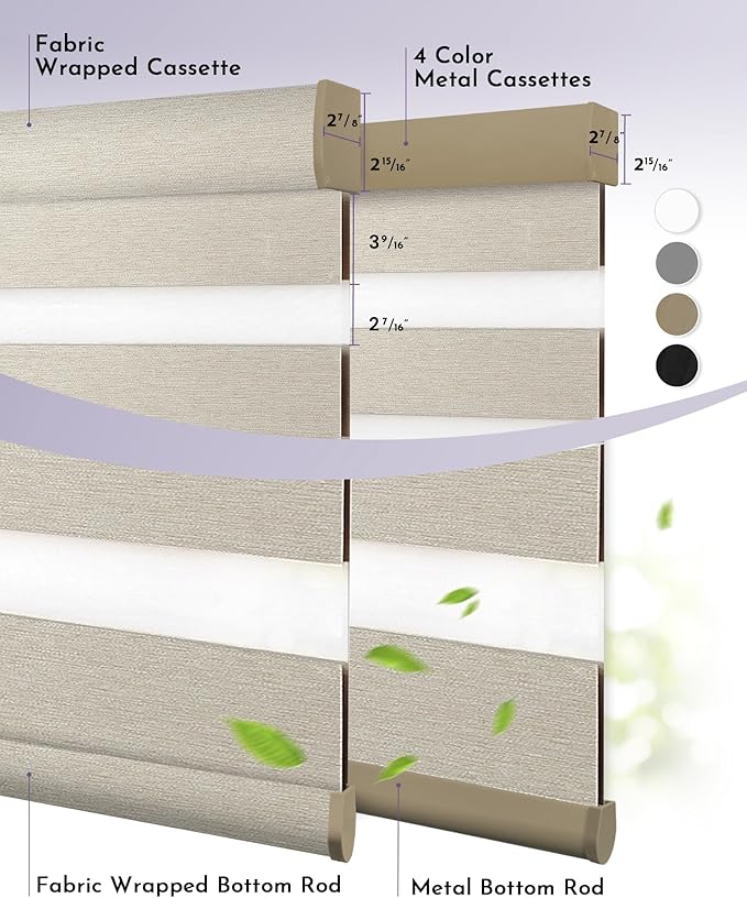 Graywind Motorized Blinds with Remote, Smart Zebra Shades for Windows, Hardwired Roller Blinds Compatible with Apple Homekit, Alexa, Google Home, Custom Size, Classic - Coffee