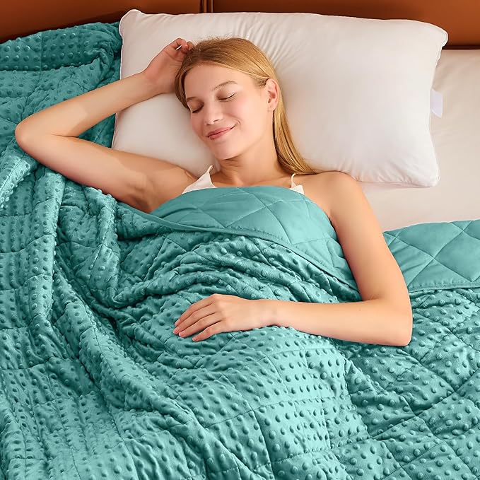 Teal Weighted Blanket for Adults 20lbs, 48"x72", Twin Full Size Cooling Minky Heavy Throw Blanket for 130-220lbs, Soft Winter Thick Big Blankets Weighted Comforter Gift for Sleeping