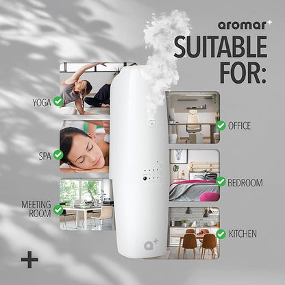 AROMAR Waterless Plug-in Aroma Diffuser - Cold-Air Essential Oil Machine, App-Controlled, Covers 500 Sq.Ft - 'New York' Scent Included - Perfect for Home, Office, & Business use - White