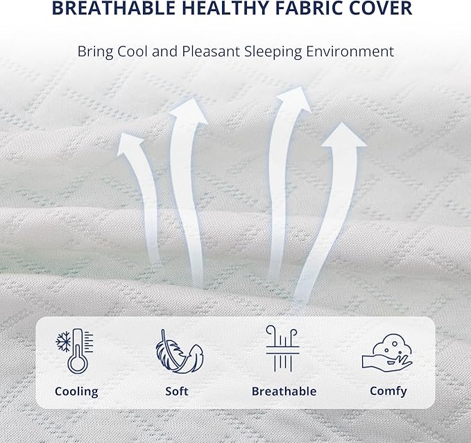 2 Inch Gel Memory Foam Mattress Topper Queen Size, Cooling Bed Topper for Pressure Relief with Removable Breathable Soft Cover, CertiPUR-US Certified